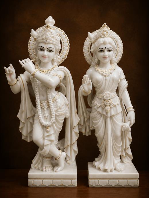 Buy Online Pure White Radha Krishna Jodi in Jaipur